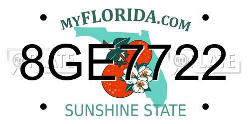 8GE7722 Florida License Plate