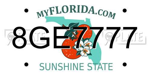 8GE7777 Florida License Plate