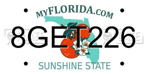 8GET226 Florida License Plate