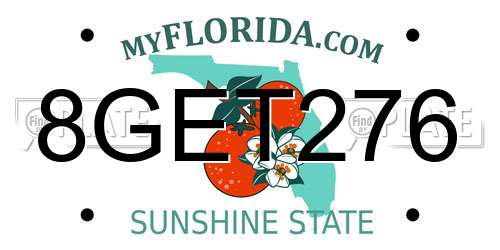 8GET276 Florida License Plate