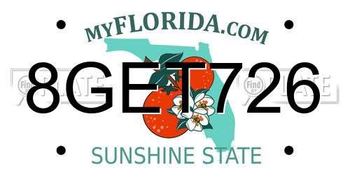 8GET726 Florida License Plate