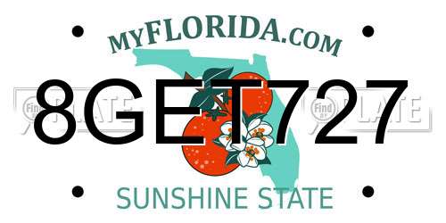 8GET727 Florida License Plate