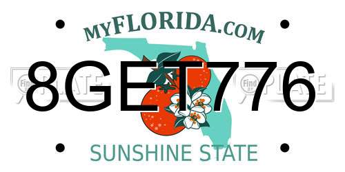 8GET776 Florida License Plate