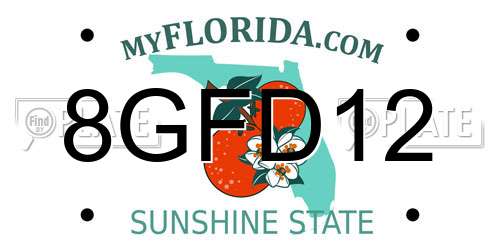 8GFD12 Florida License Plate