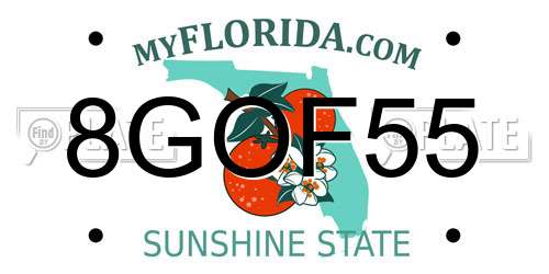 8GOF55 Florida License Plate