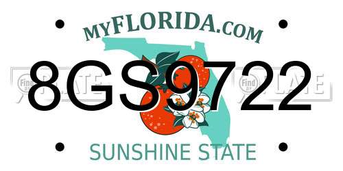 8GS9722 Florida License Plate