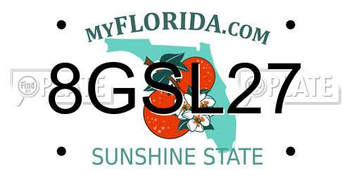 8GSL27 Florida License Plate
