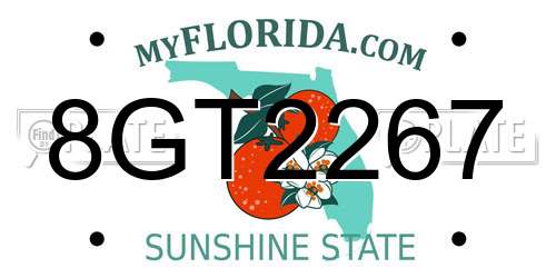 8GT2267 Florida License Plate