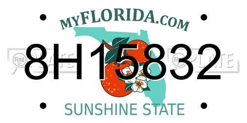 8H15832 Florida License Plate