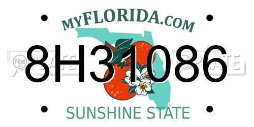 8H31086 Florida License Plate