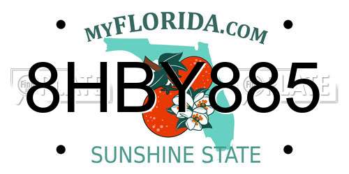 8HBY885 Florida License Plate