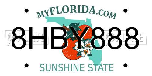 8HBY888 Florida License Plate