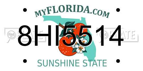8HI5514 Florida License Plate