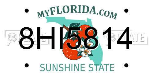 8HI5814 Florida License Plate