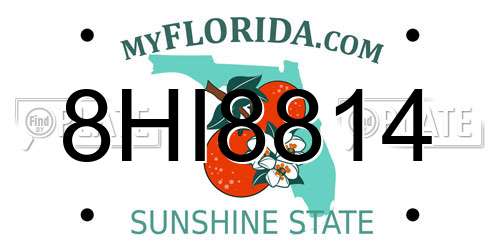 8HI8814 Florida License Plate