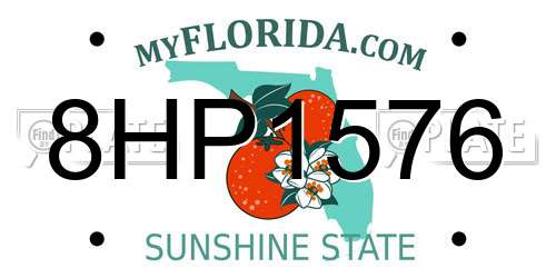 8HP1576 Florida License Plate