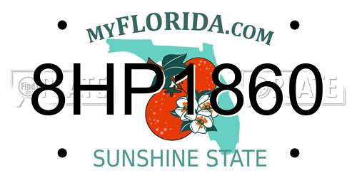 8HP1860 Florida License Plate