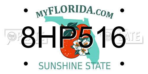 8HP516 Florida License Plate