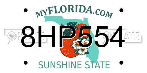 8HP554 Florida License Plate