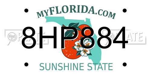 8HP884 Florida License Plate
