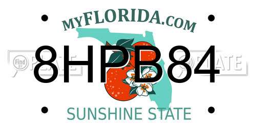 8HPB84 Florida License Plate