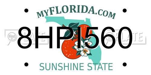 8HPI560 Florida License Plate