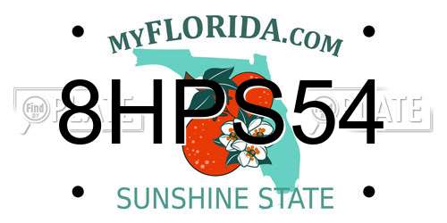 8HPS54 Florida License Plate