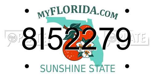 8I52279 Florida License Plate
