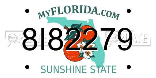 8I82279 Florida License Plate
