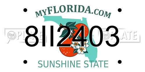 8II2403 Florida License Plate