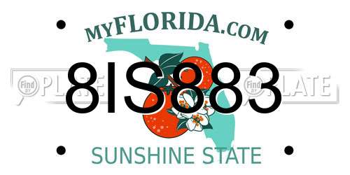 8IS883 Florida License Plate