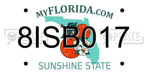 8ISB017 Florida License Plate