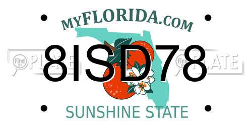 8ISD78 Florida License Plate