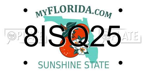 8ISQ25 Florida License Plate