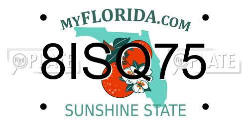 8ISQ75 Florida License Plate