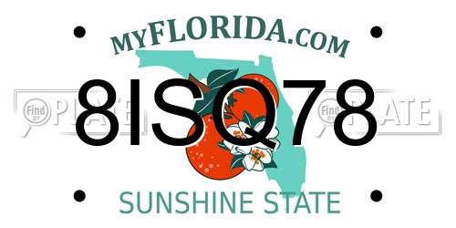 8ISQ78 Florida License Plate