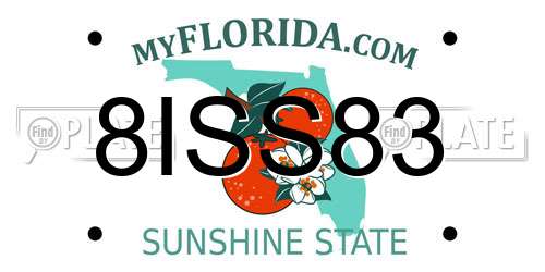 8ISS83 Florida License Plate