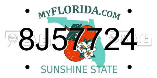 8J57724 Florida License Plate