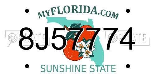 8J57774 Florida License Plate