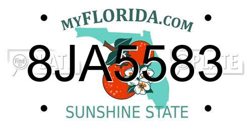 8JA5583 Florida License Plate