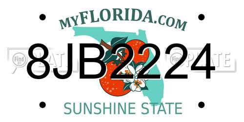 8JB2224 Florida License Plate