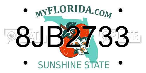 8JB2733 Florida License Plate