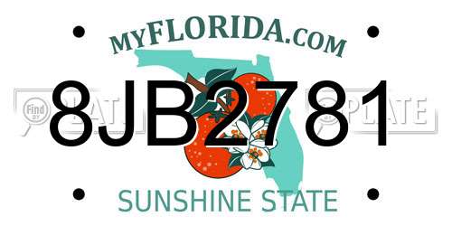 8JB2781 Florida License Plate