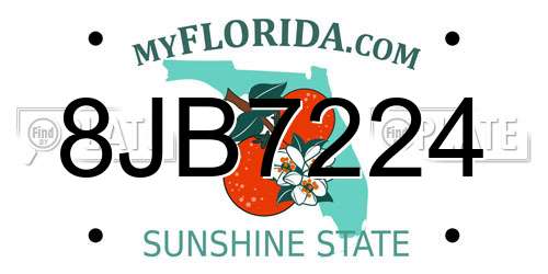 8JB7224 Florida License Plate