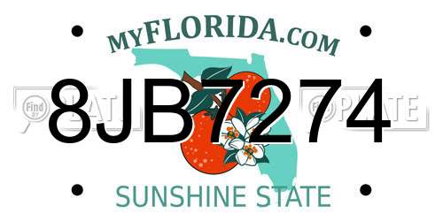 8JB7274 Florida License Plate