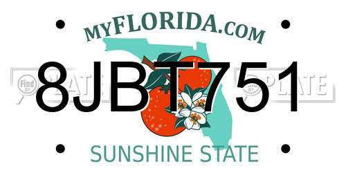 8JBT751 Florida License Plate