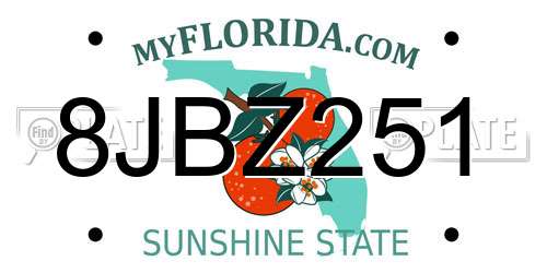 8JBZ251 Florida License Plate