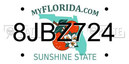 8JBZ724 Florida License Plate
