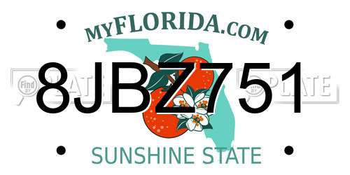 8JBZ751 Florida License Plate