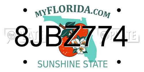 8JBZ774 Florida License Plate